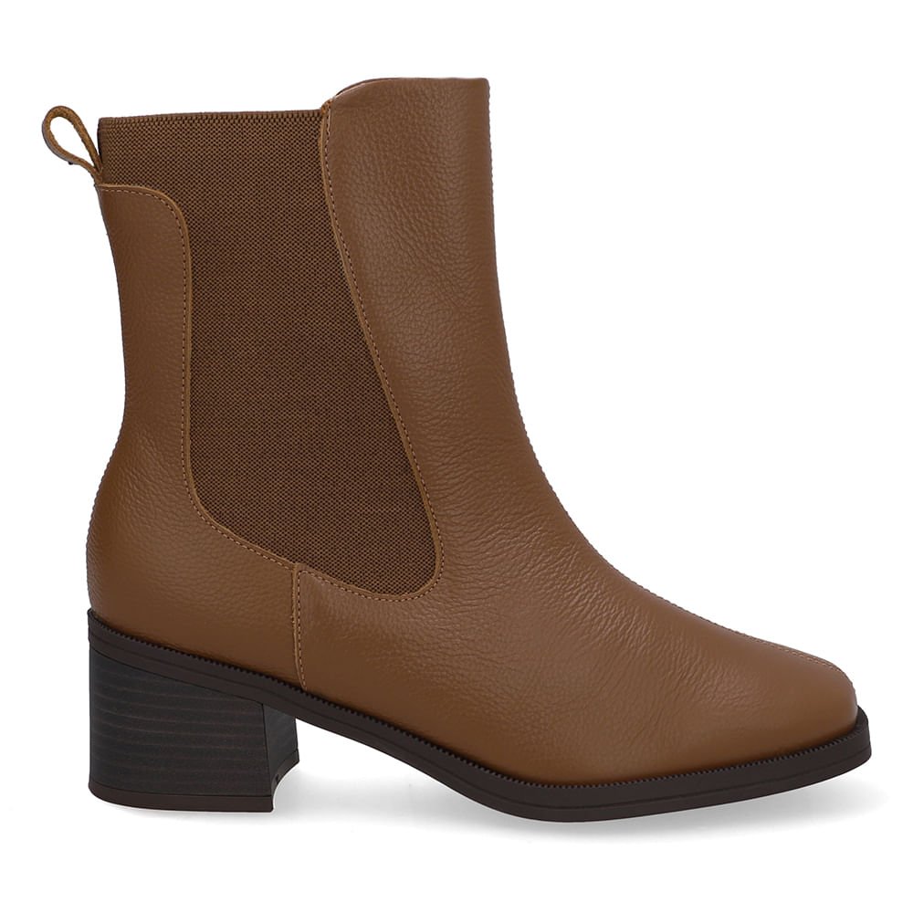 Bota Couro Marrom Canela Lateral Elástico