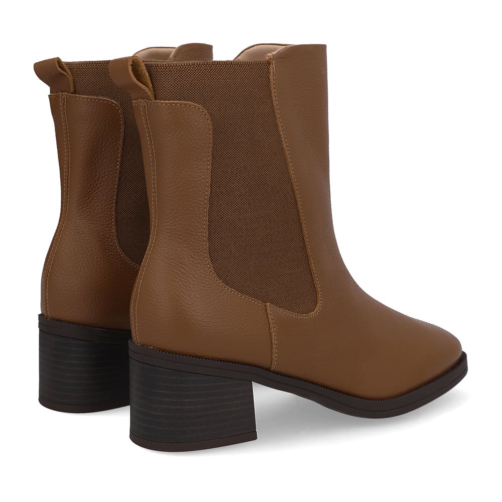 Bota Couro Marrom Canela Lateral Elástico Marrom 3
