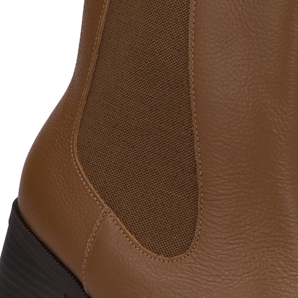 Bota Couro Marrom Canela Lateral Elástico Marrom 4