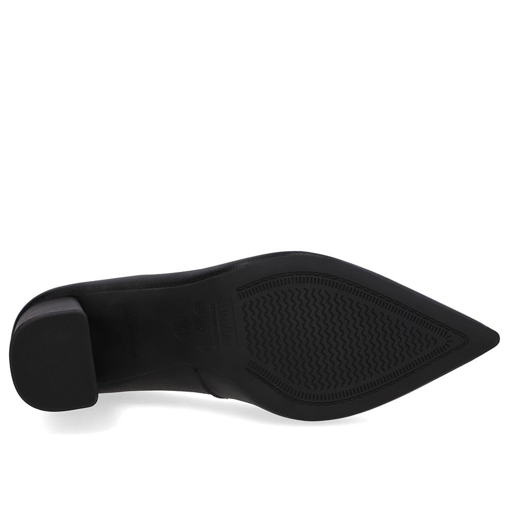 Scarpin Preto Salto Bloco Couro Bico Fino Preto 5