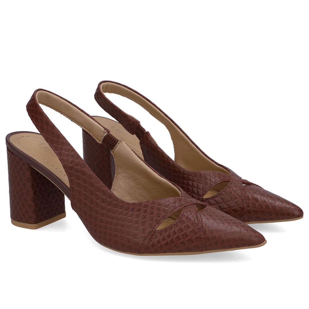 Slingback Vermelho Couro Bico Fino Vermelho 2