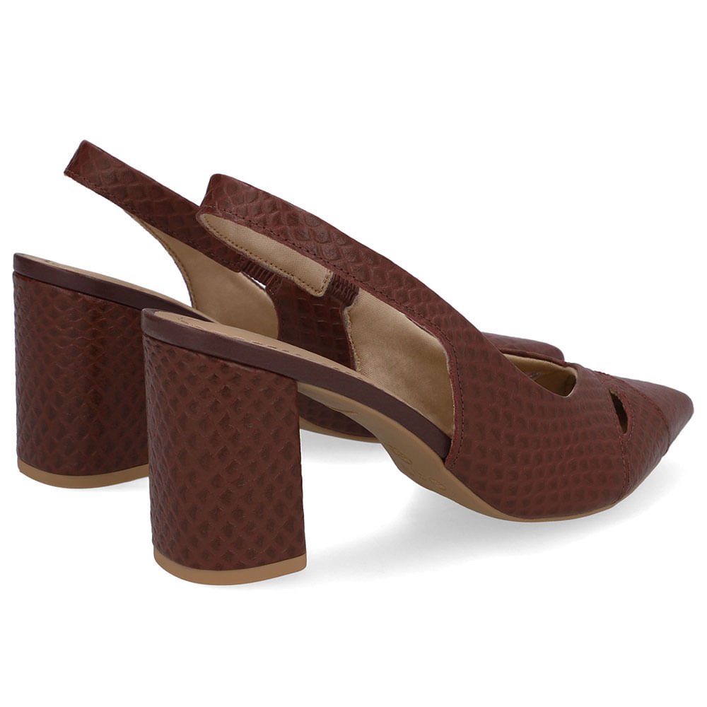 Slingback Vermelho Couro Bico Fino Vermelho 3