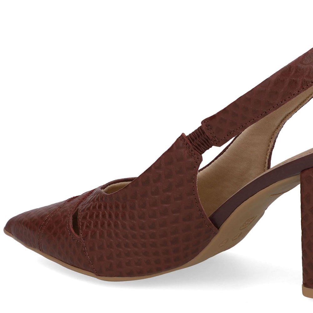 Slingback Vermelho Couro Bico Fino Vermelho 4