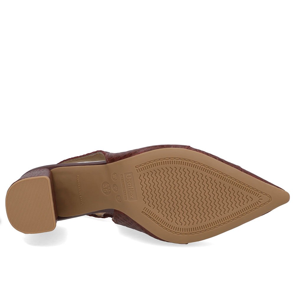 Slingback Vermelho Couro Bico Fino Vermelho 5
