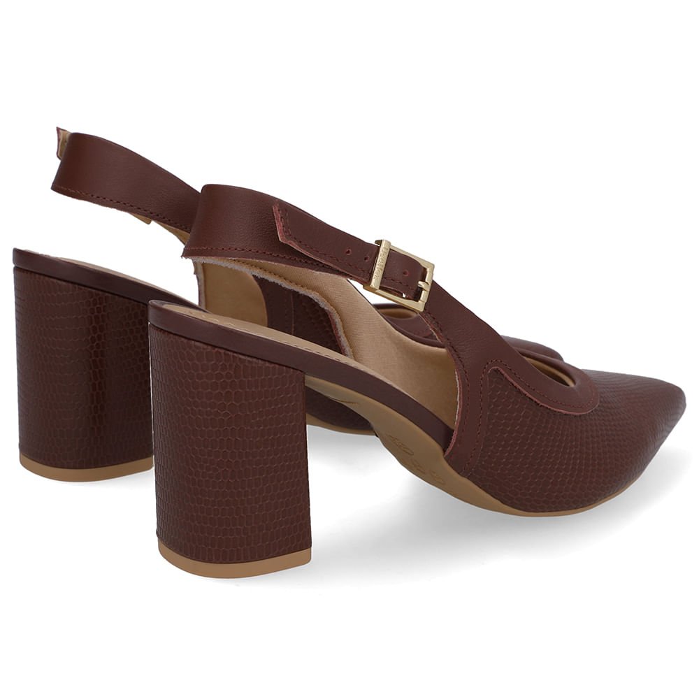 Slingback Vermelho Couro Bico Fino Vermelho 3