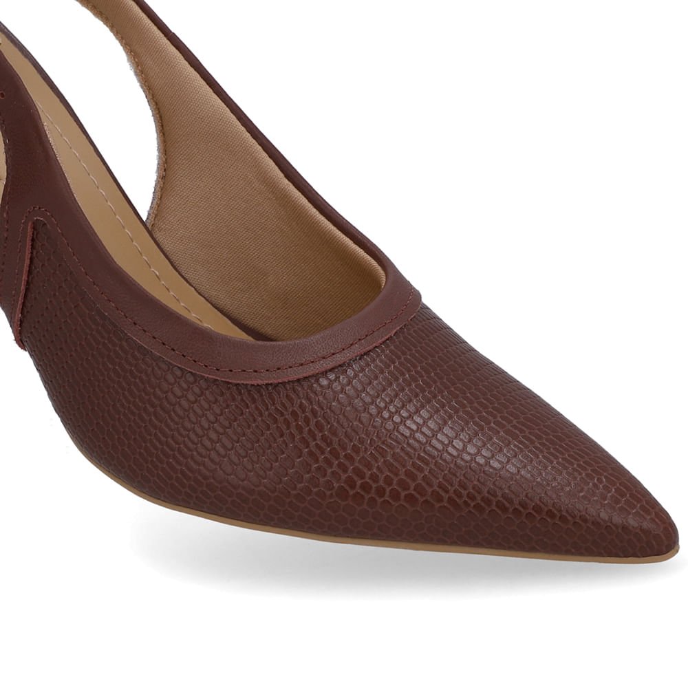 Slingback Vermelho Couro Bico Fino Vermelho 4