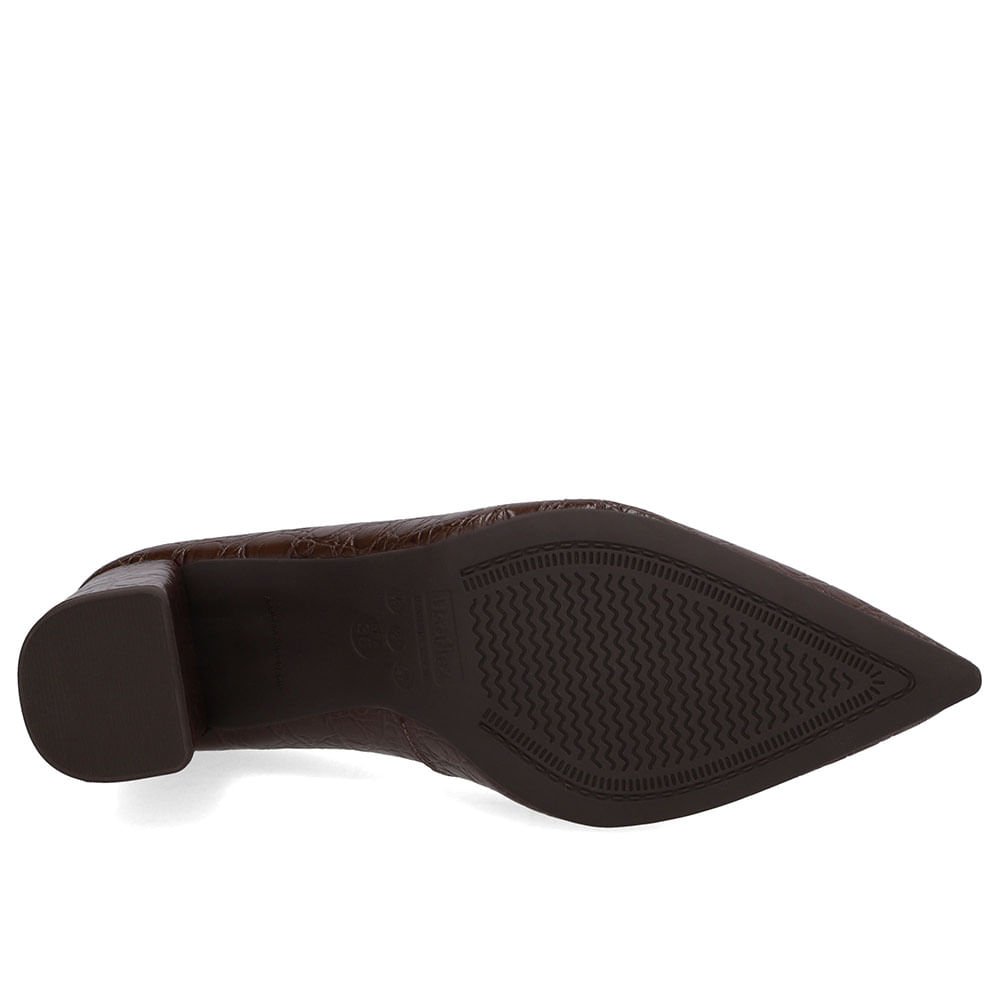 Scarpin Marrom Pinhão Couro Croco Bico Fino Pinhão 5