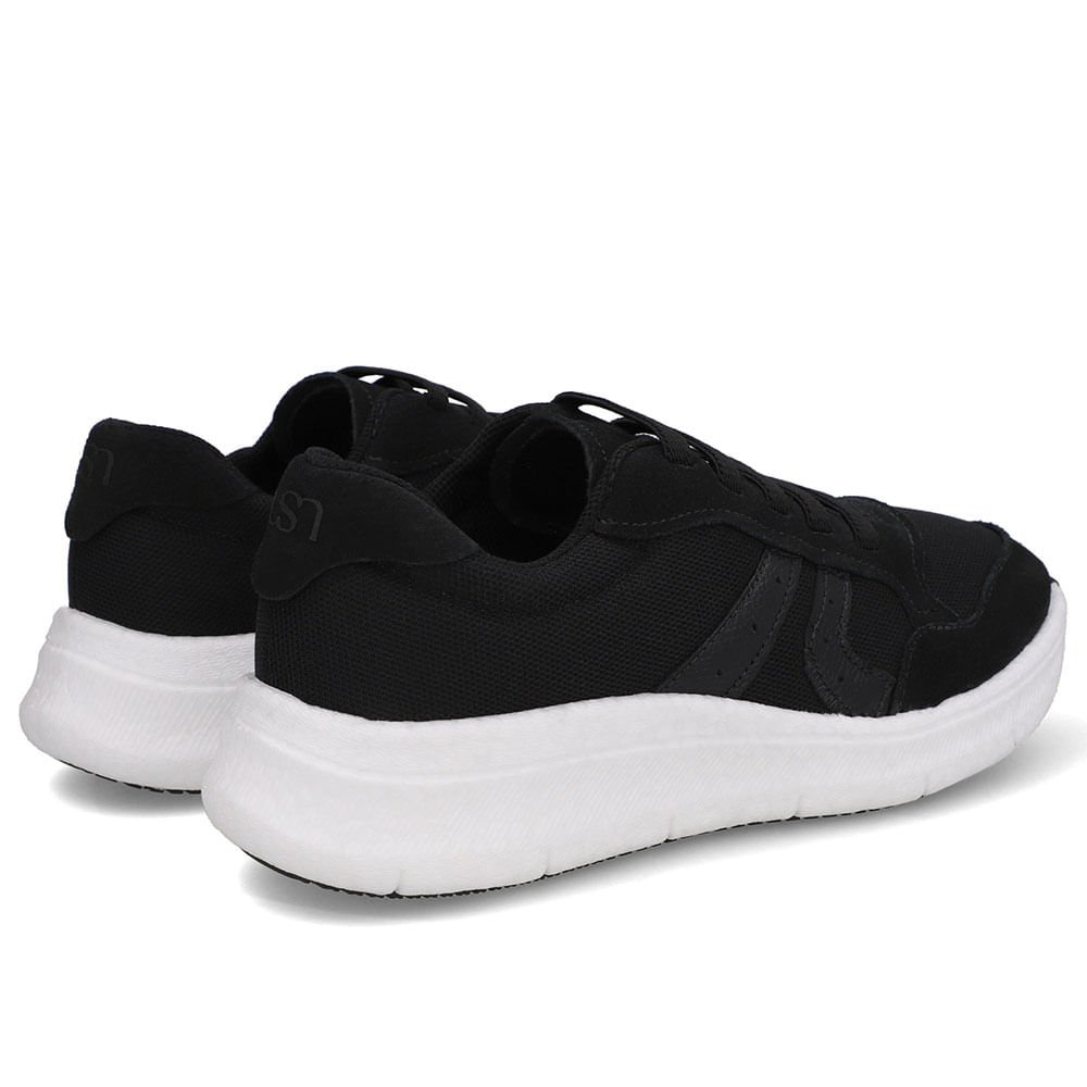 Tênis Tecido Preto Casual Cadarço Elástico Preto 3