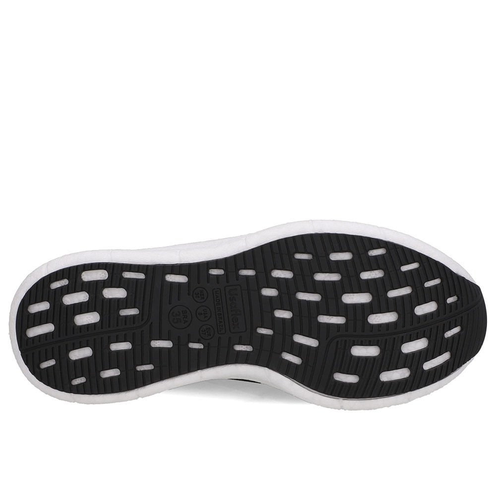 Tênis Tecido Preto Casual Cadarço Elástico Preto 5