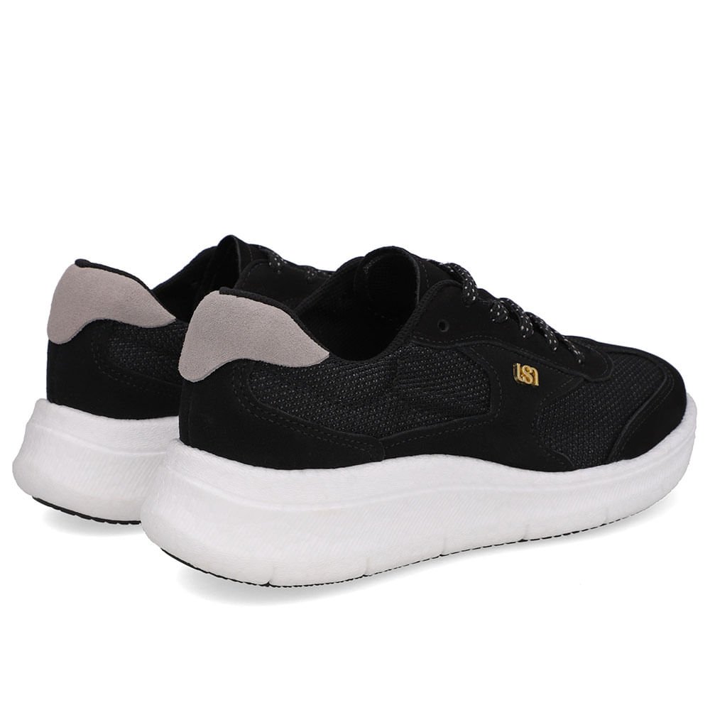 Tênis Couro Preto Casual Cadarço Preto 3