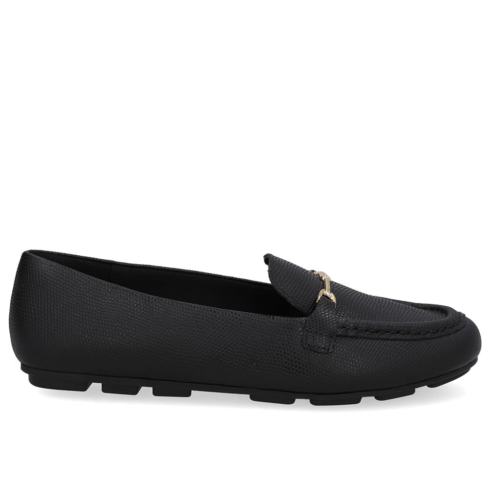 Mocassim Preto Couro Bridão