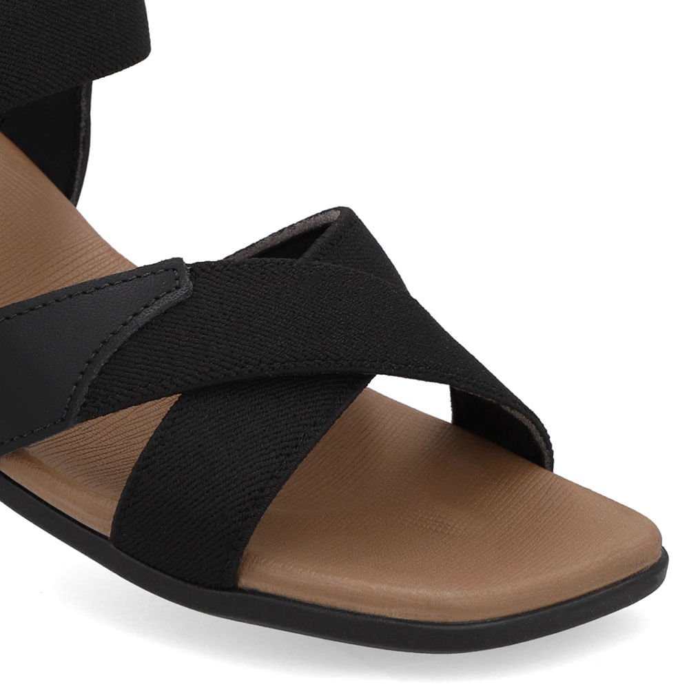 Sandália Bico Quadrado Couro Preta Preto 4