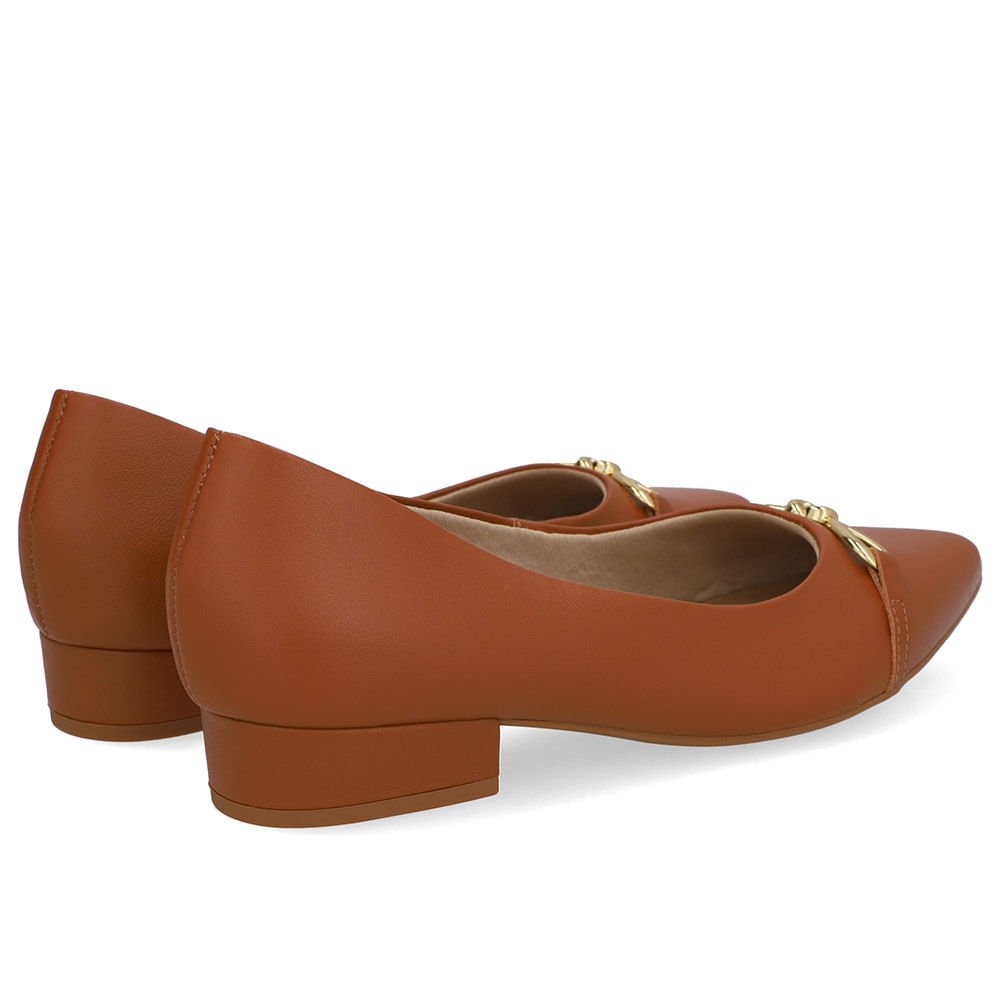Scarpin Marrom Bico Fino Enfeite Top Marrom 3