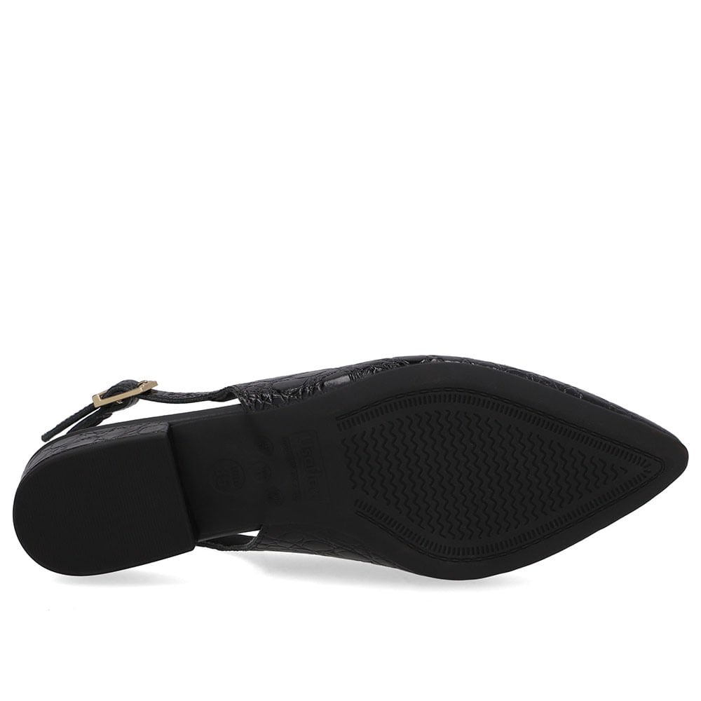 Slingback Preto Couro Croco Enfeite Preto 5