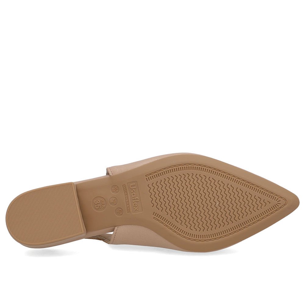 Slingback Bege Couro Enfeite Bege 5