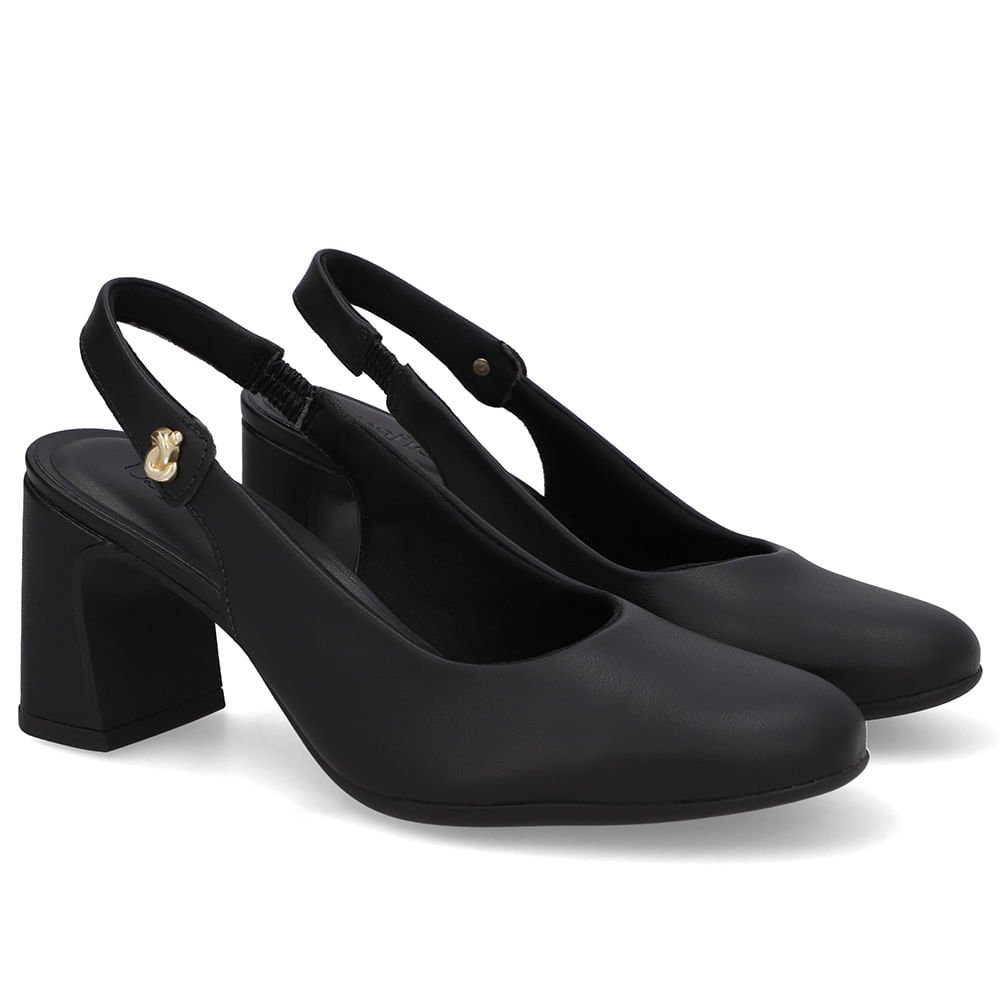 Slingback Preto Couro Detalhe Nó Preto 2