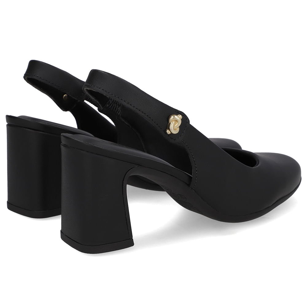 Slingback Preto Couro Detalhe Nó Preto 3