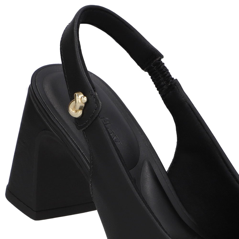 Slingback Preto Couro Detalhe Nó Preto 4