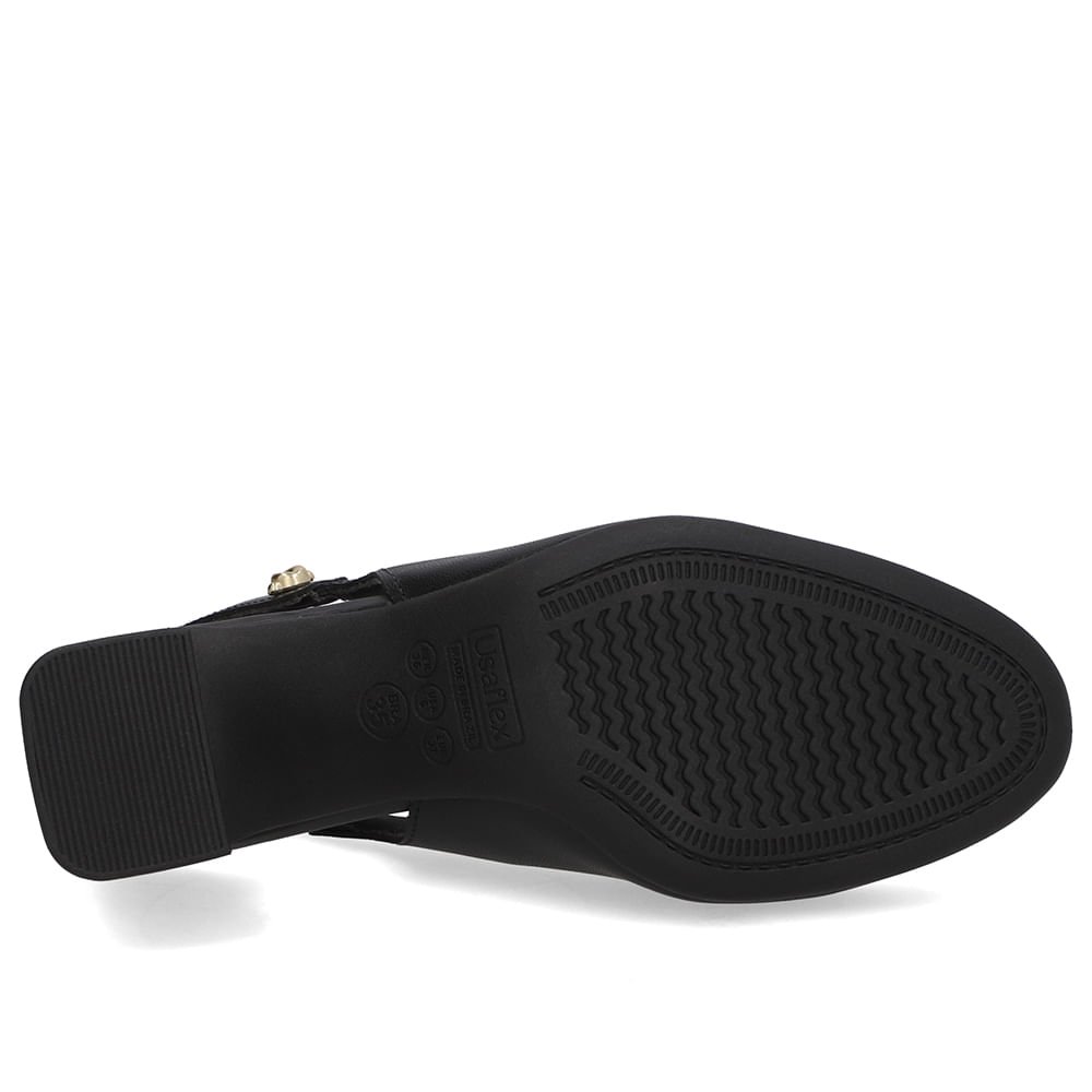 Slingback Preto Couro Detalhe Nó Preto 5