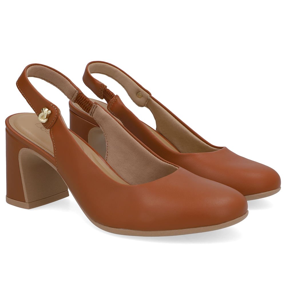 Slingback Marrom Couro Detalhe Nó Marrom 2