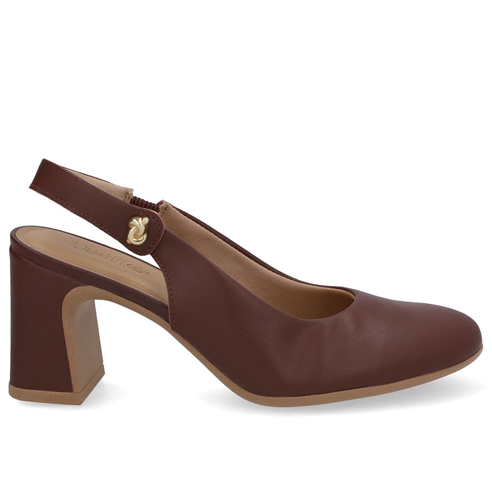 Slingback Vermelho Couro Detalhe Nó