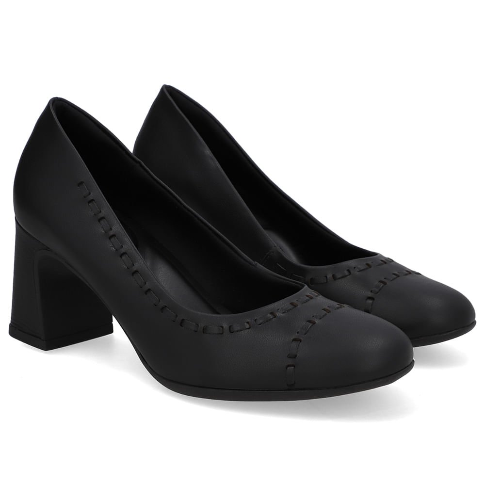 Scarpin Couro Preto Pesponto Preto 2