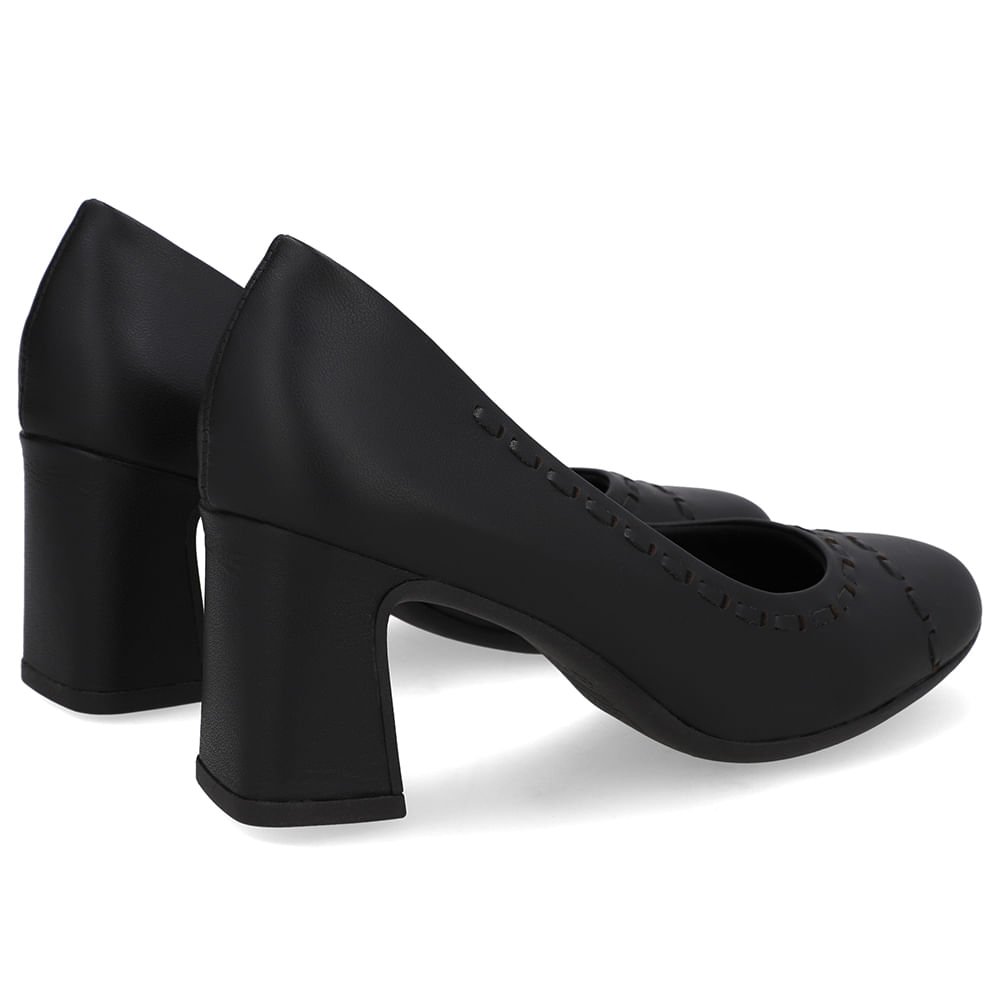 Scarpin Couro Preto Pesponto Preto 3