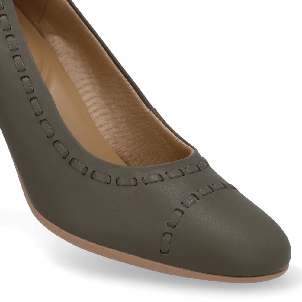 Scarpin Couro Verde Pesponto Verde 4