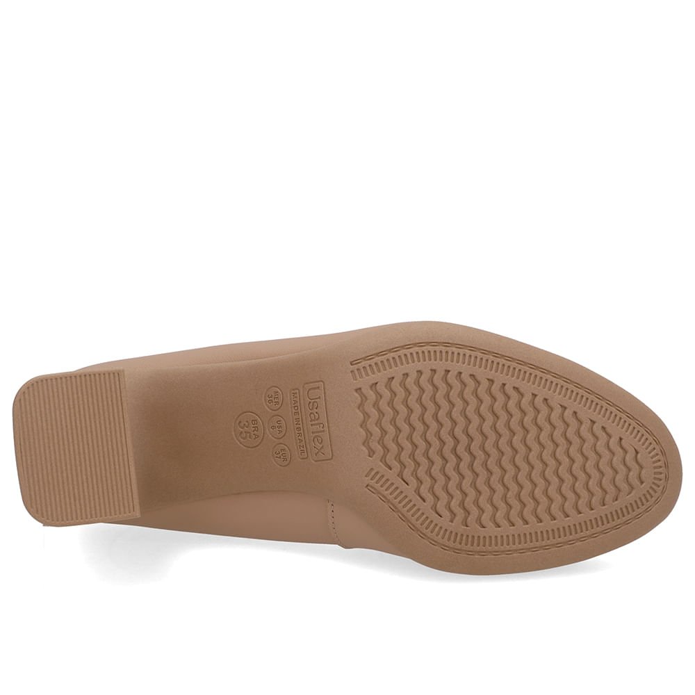 Scarpin Couro Bege Pesponto Bege 5