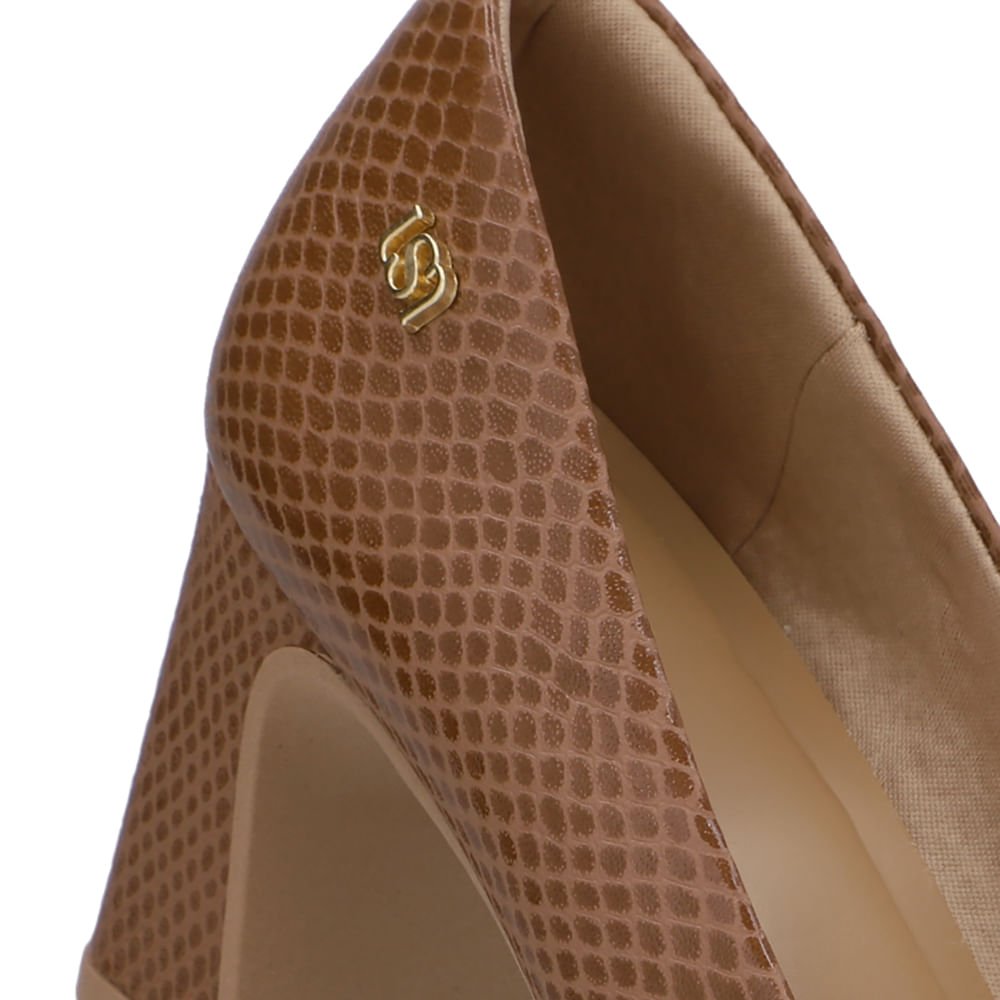 Scarpin Couro Marrom Canela Bico Redondo Marrom 4