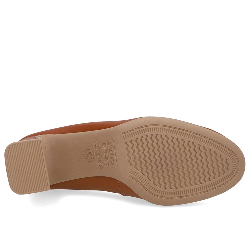 Scarpin Couro Marrom Bico Redondo Marrom 5