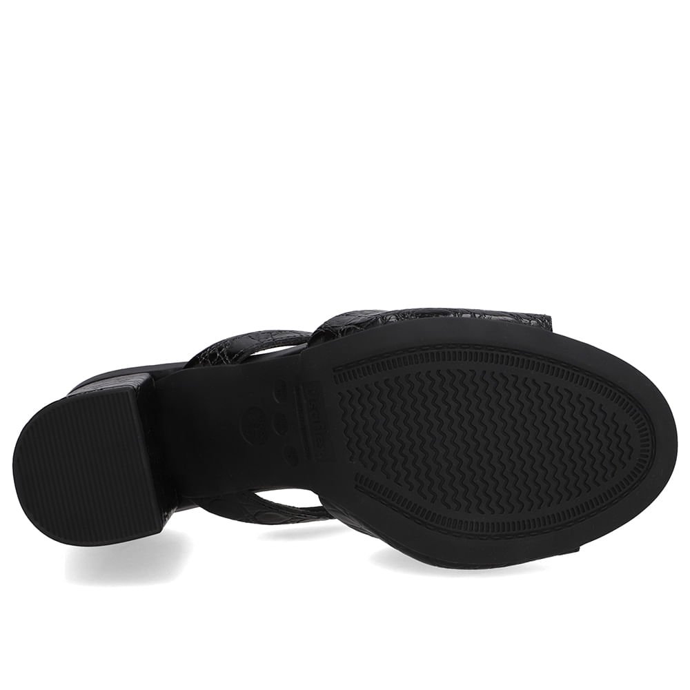 Tamanco Preto Salto Bloco Couro Croco Enfeite Preto 5