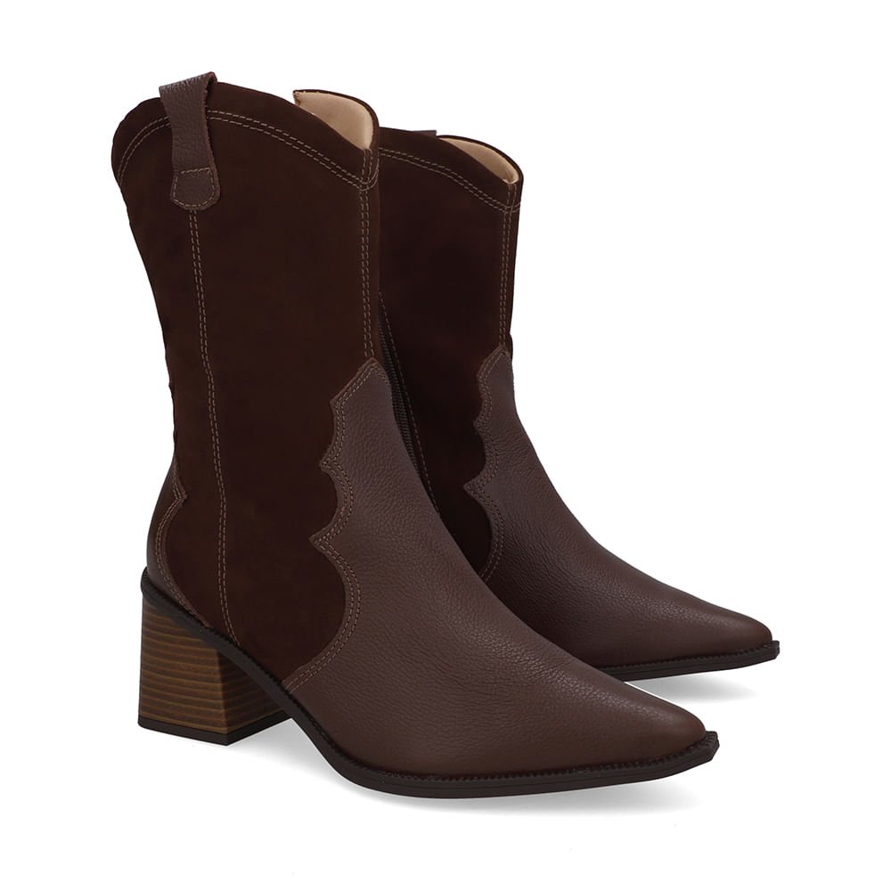 Bota Marrom Pinhão Couro Bico Fino Western Pinhão 2