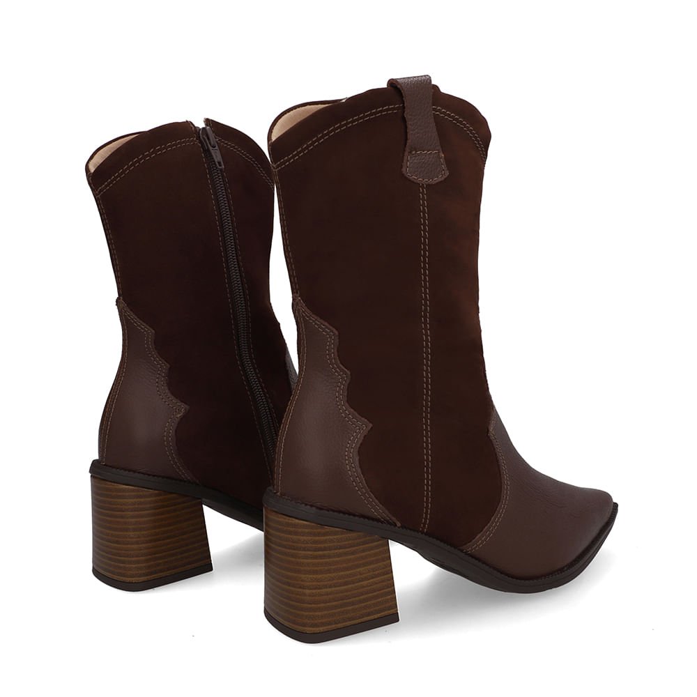 Bota Marrom Pinhão Couro Bico Fino Western Pinhão 3