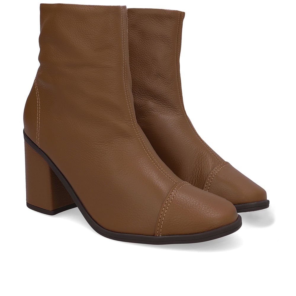 Bota Bico Redondo Couro Marrom Canela Marrom 2