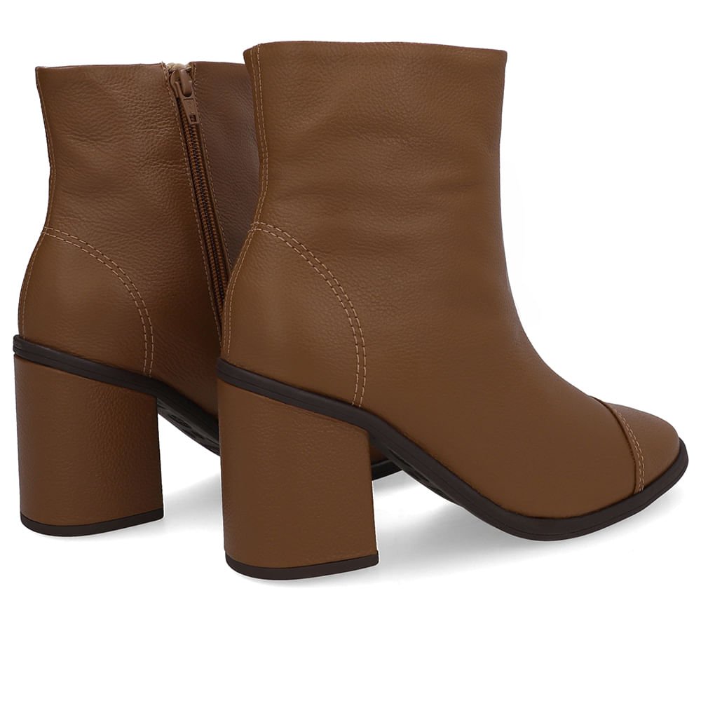 Bota Bico Redondo Couro Marrom Canela Marrom 3
