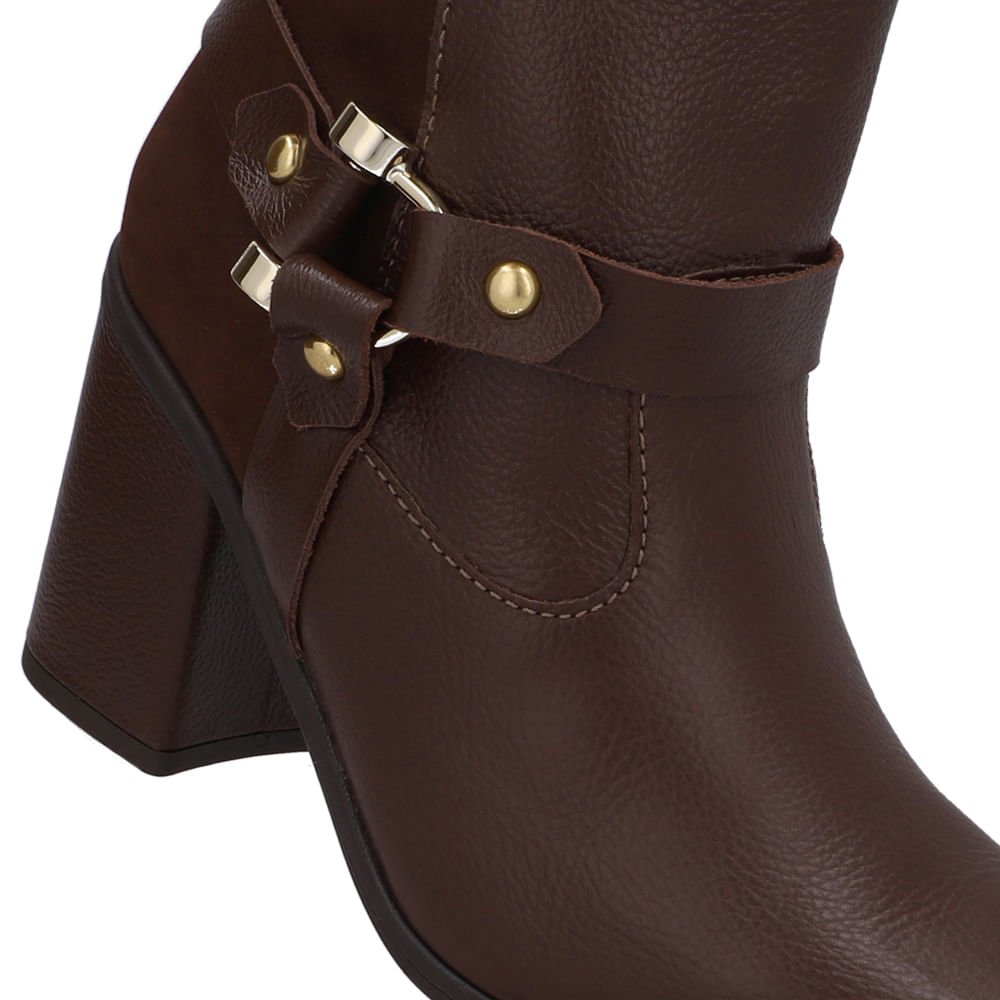 Bota Couro Marrom Pinhão Detalhe Nobuck Pinhão 4