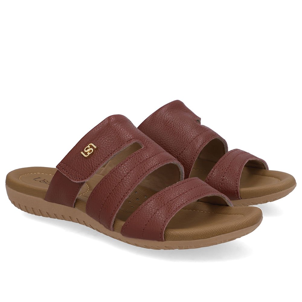 Tamanco Baixo Couro Vermelho Fecho-Flex Vermelho 2