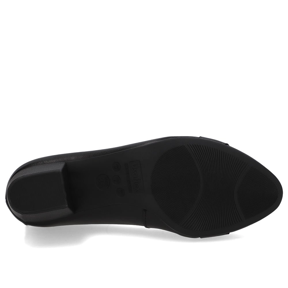 Scarpin Preto Couro Salto Baixo Bloco Preto 5