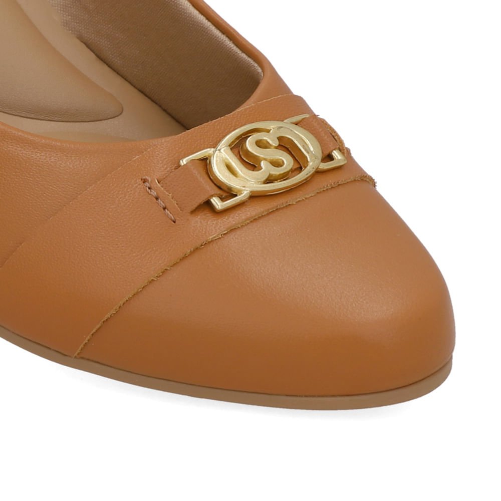 Scarpin Marrom Couro Salto Baixo Bloco Marrom 4