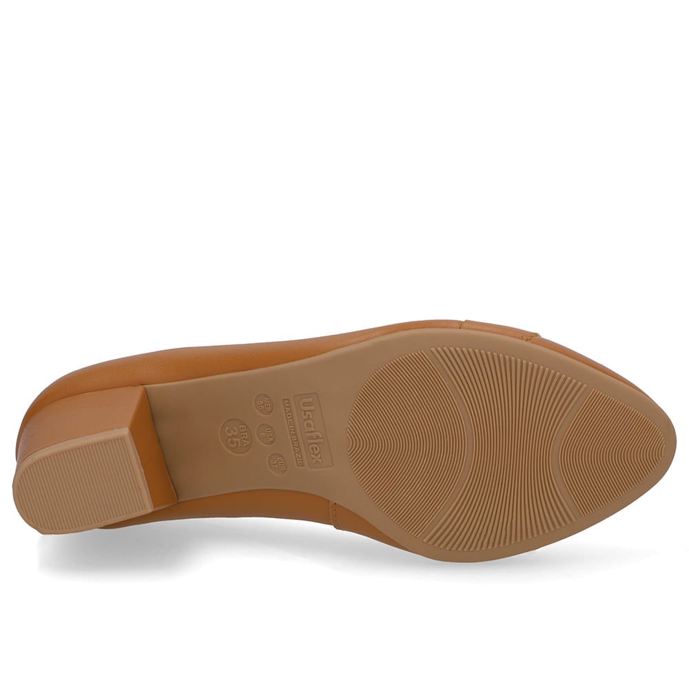 Scarpin Marrom Couro Salto Baixo Bloco Marrom 5
