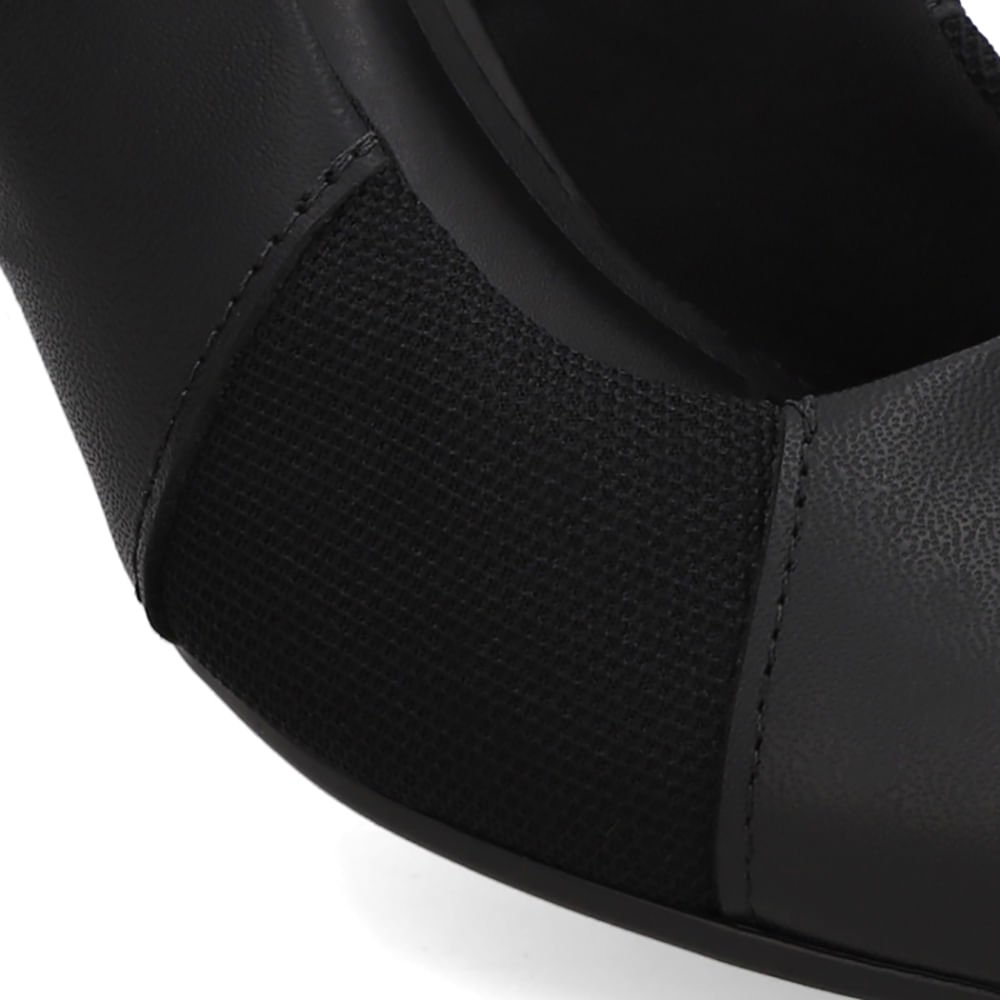Slingback Couro Preto Salto Bloco Lateral Tecido Preto 4