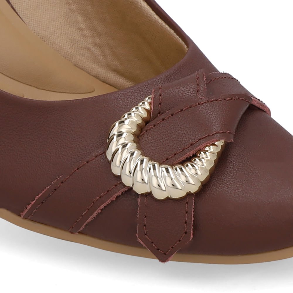 Slingback Couro Vermelho Salto Bloco Enfeite Vermelho 4