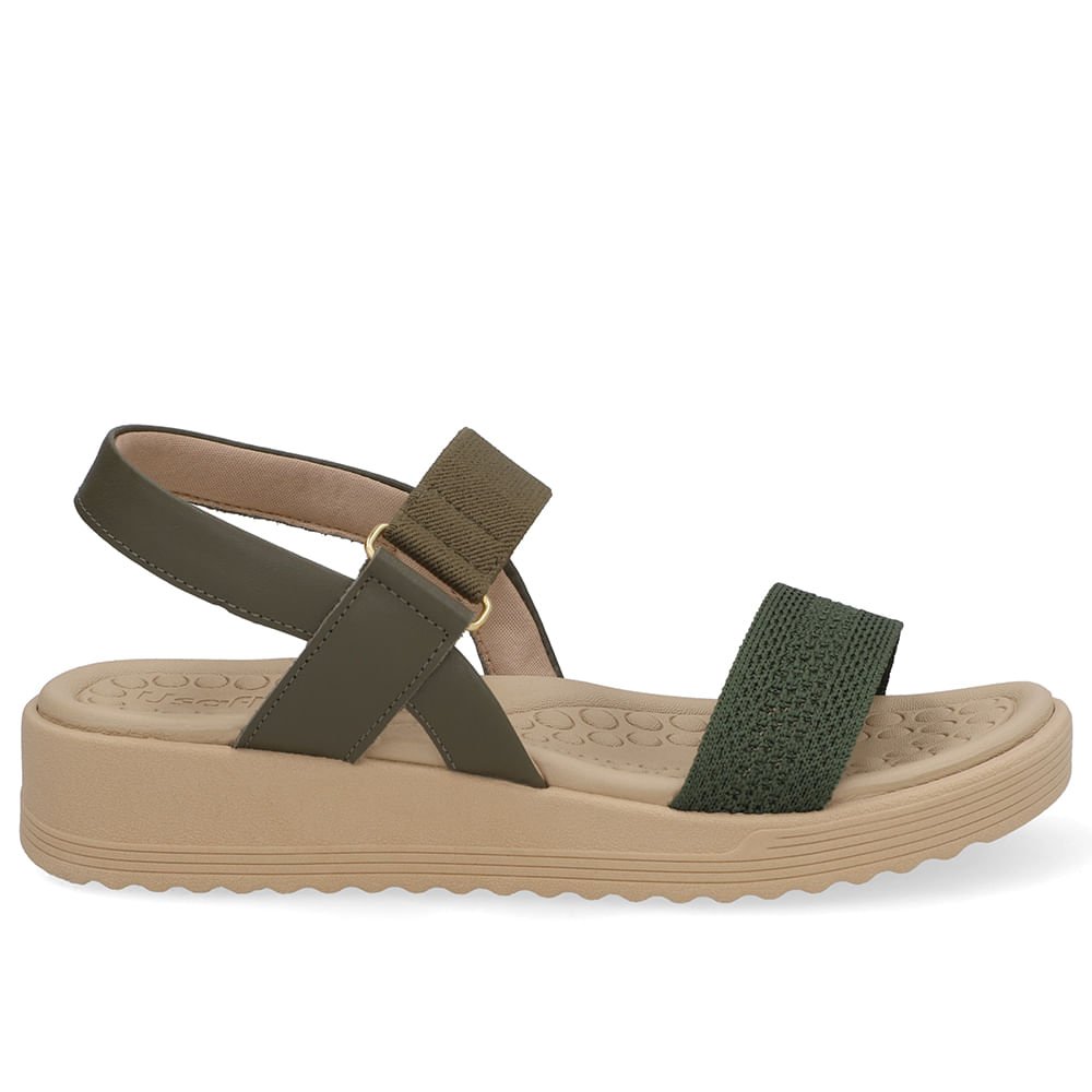 Sandália Salto Plataforma Tricot Verde Elástico
