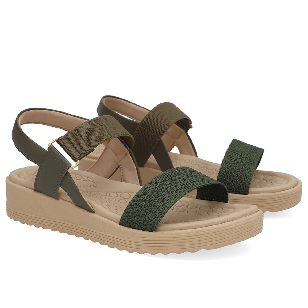 Sandália Salto Plataforma Tricot Verde Elástico Verde 2