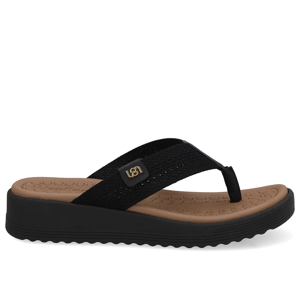 Chinelo Salto Plataforma Tricot Preto