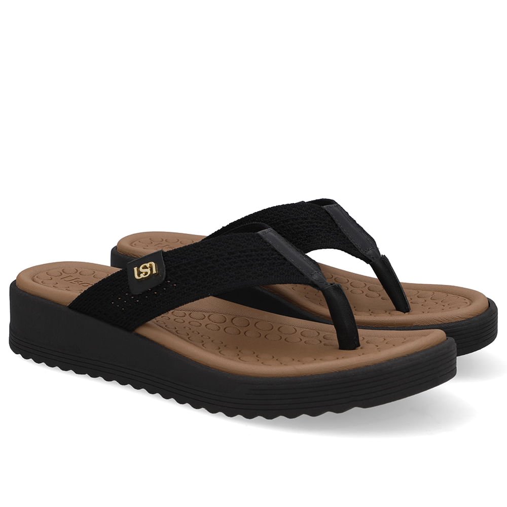 Chinelo Salto Plataforma Tricot Preto Preto 2