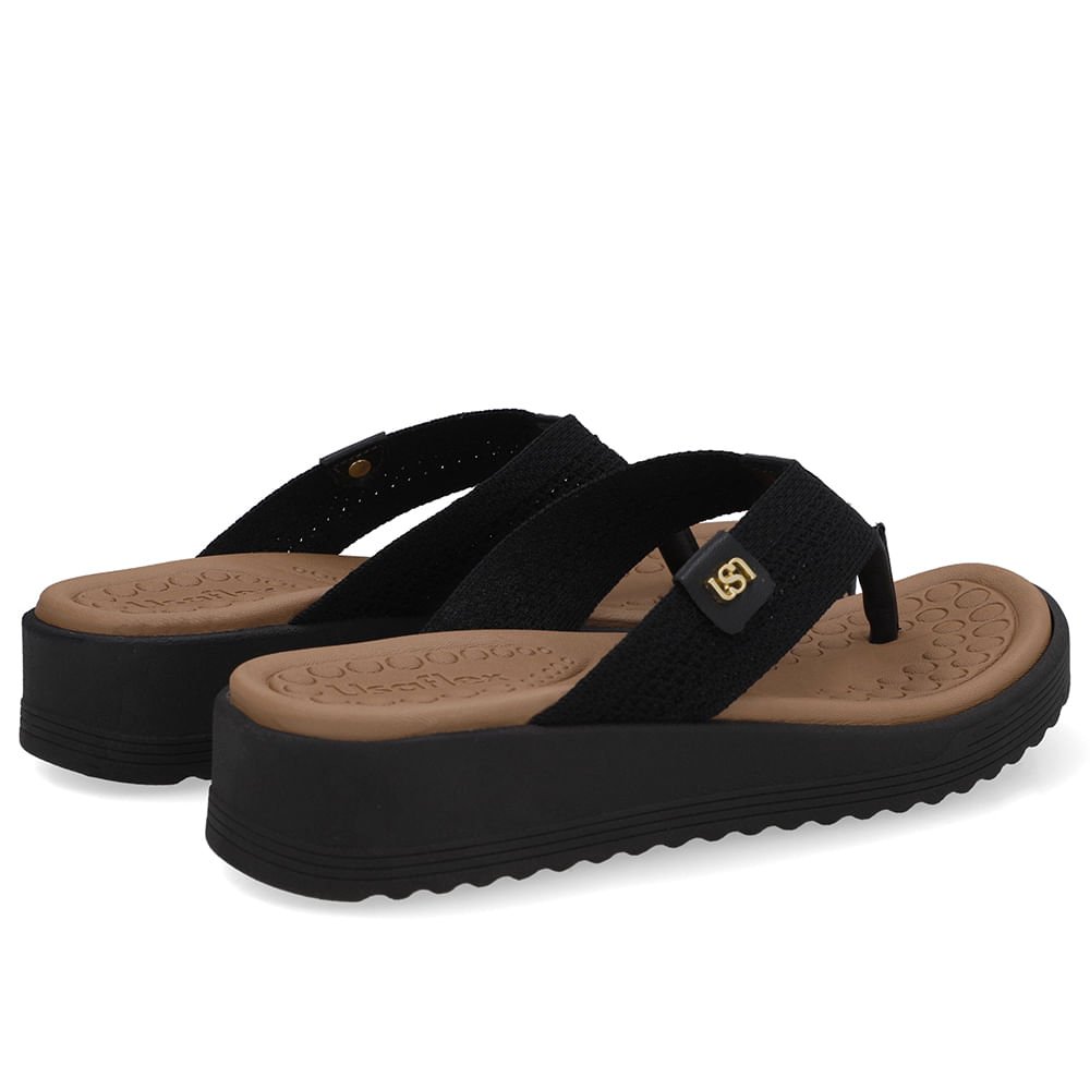 Chinelo Salto Plataforma Tricot Preto Preto 3