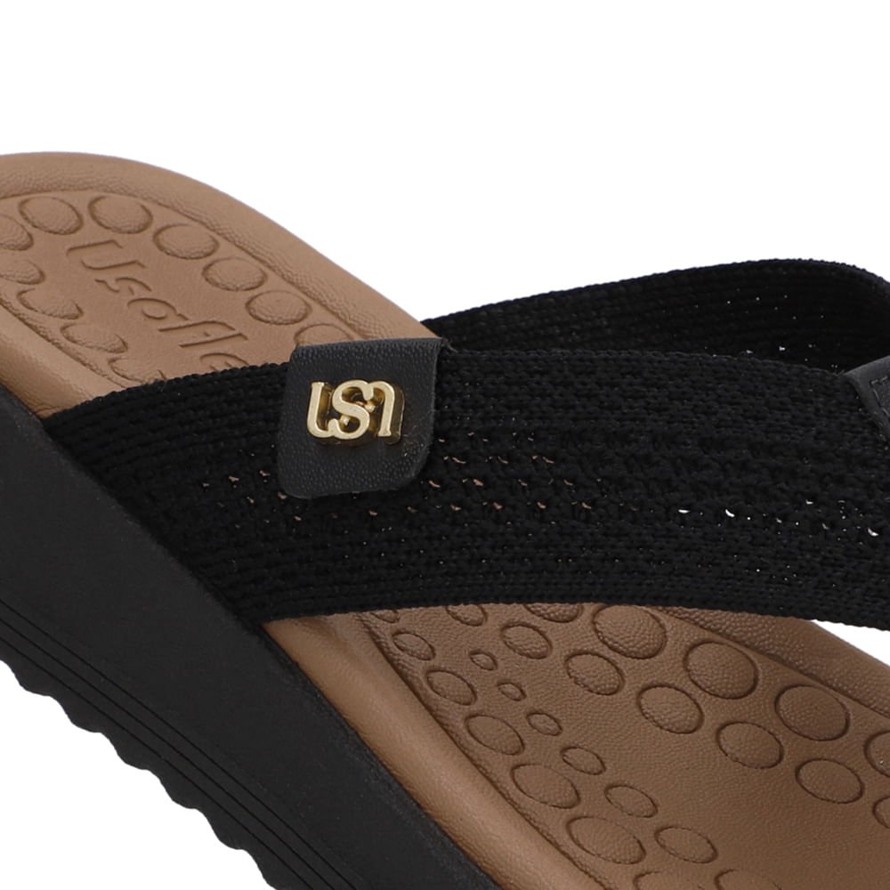 Chinelo Salto Plataforma Tricot Preto Preto 4