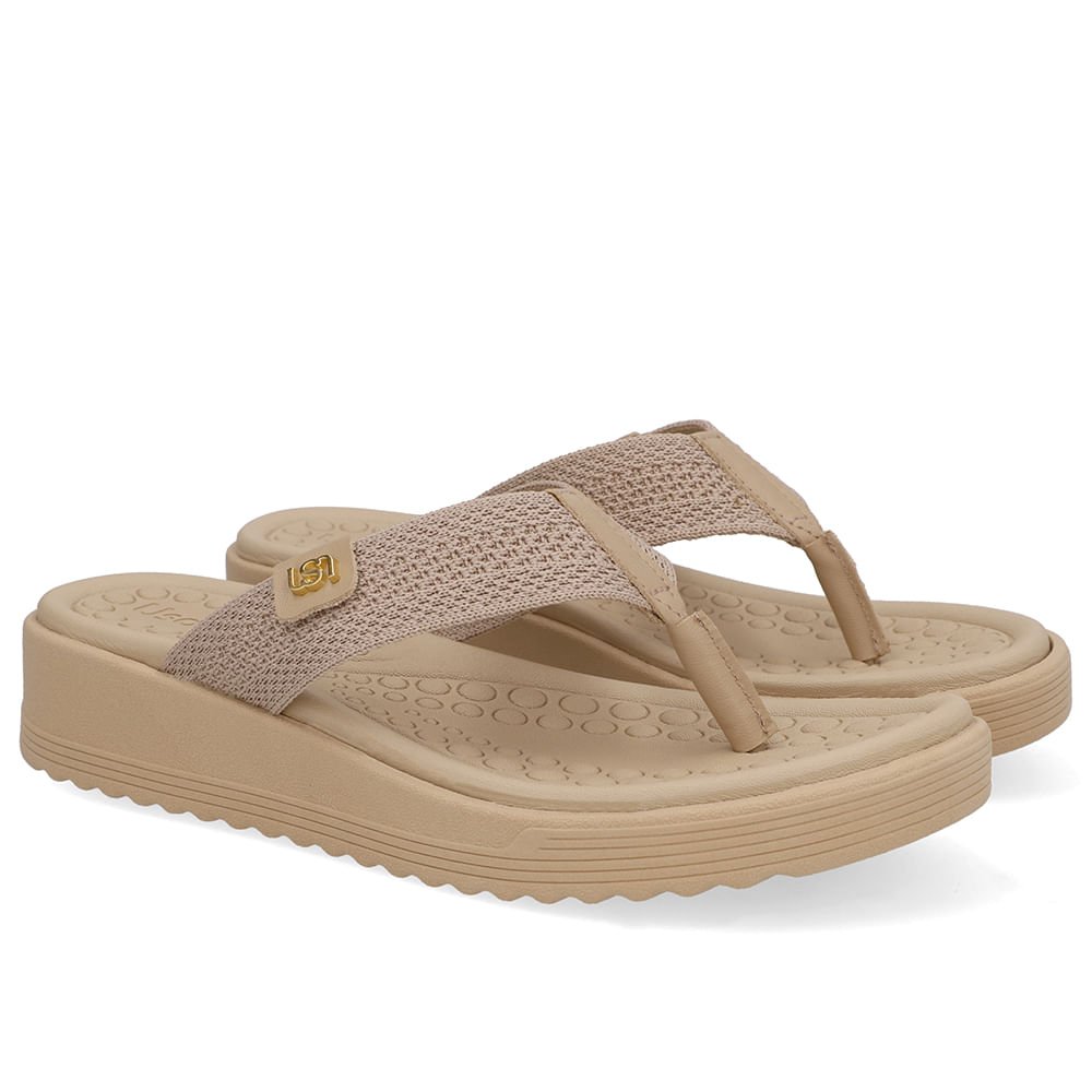 Chinelo Salto Plataforma Tricot Bege Bege 2
